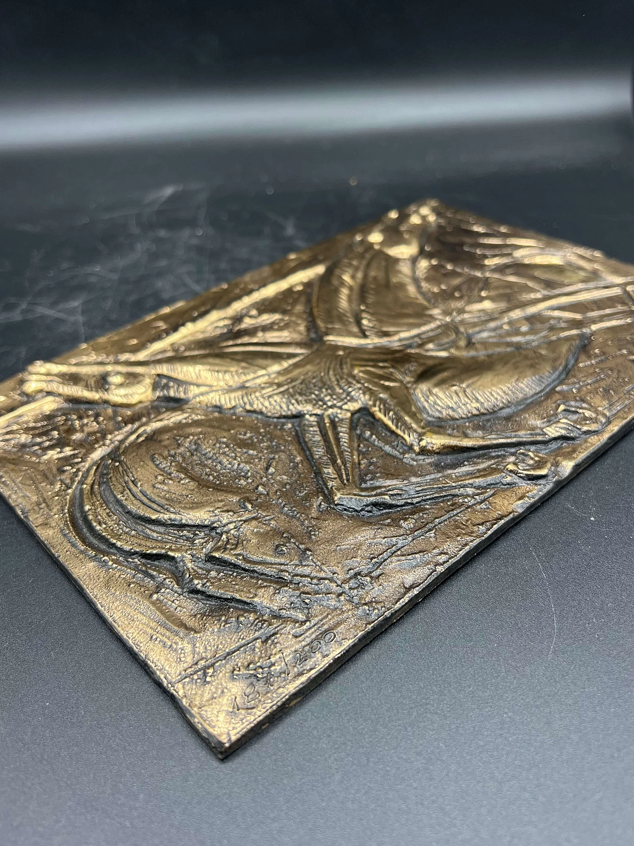 Bruno Cassinari, horses, metal bas-relief, 1970s 13