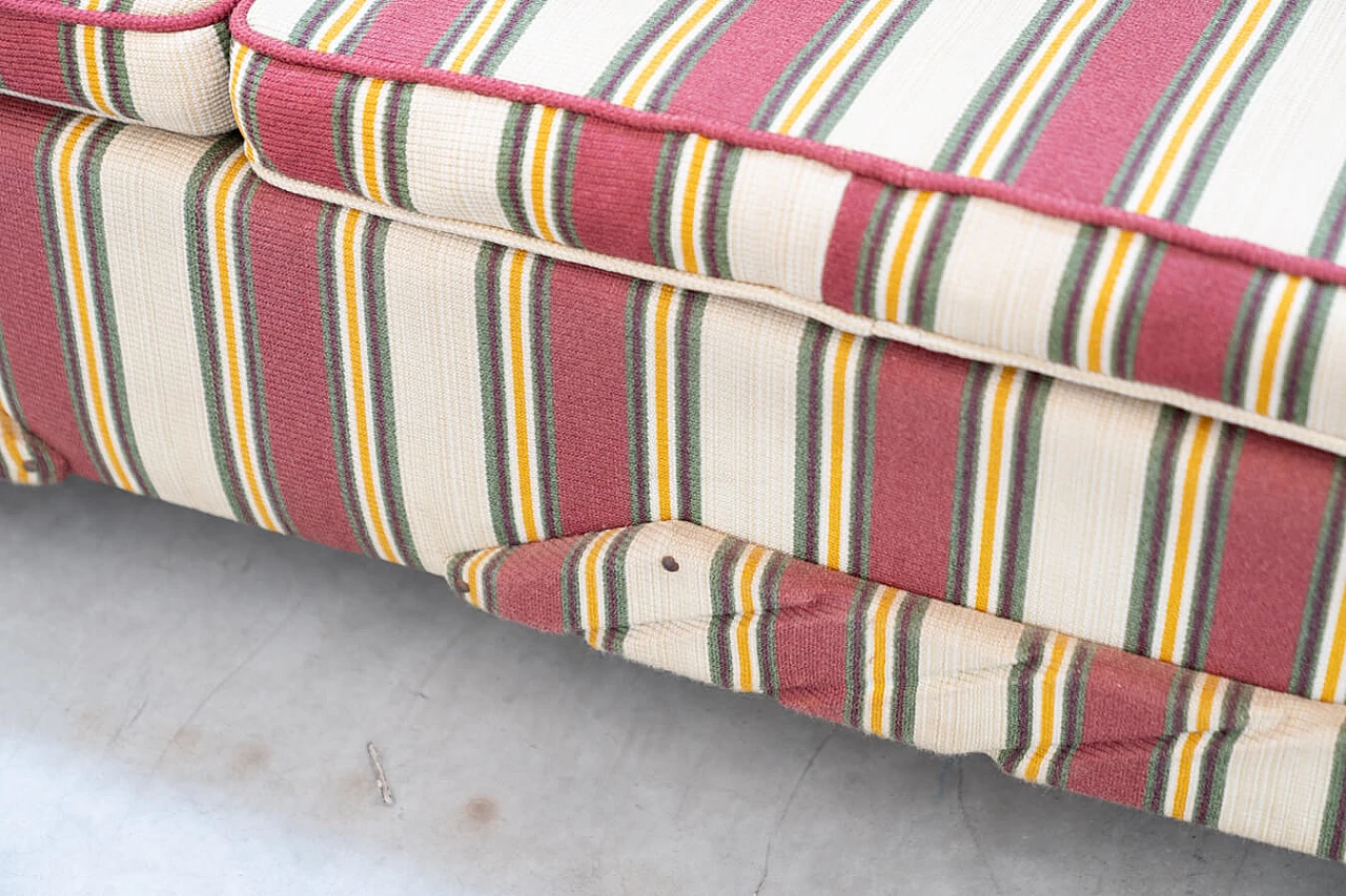 Striped fabric sofa and armchair with wooden frame, 1970s 3