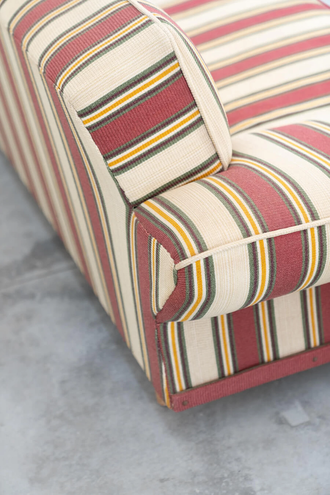 Striped fabric sofa and armchair with wooden frame, 1970s 18