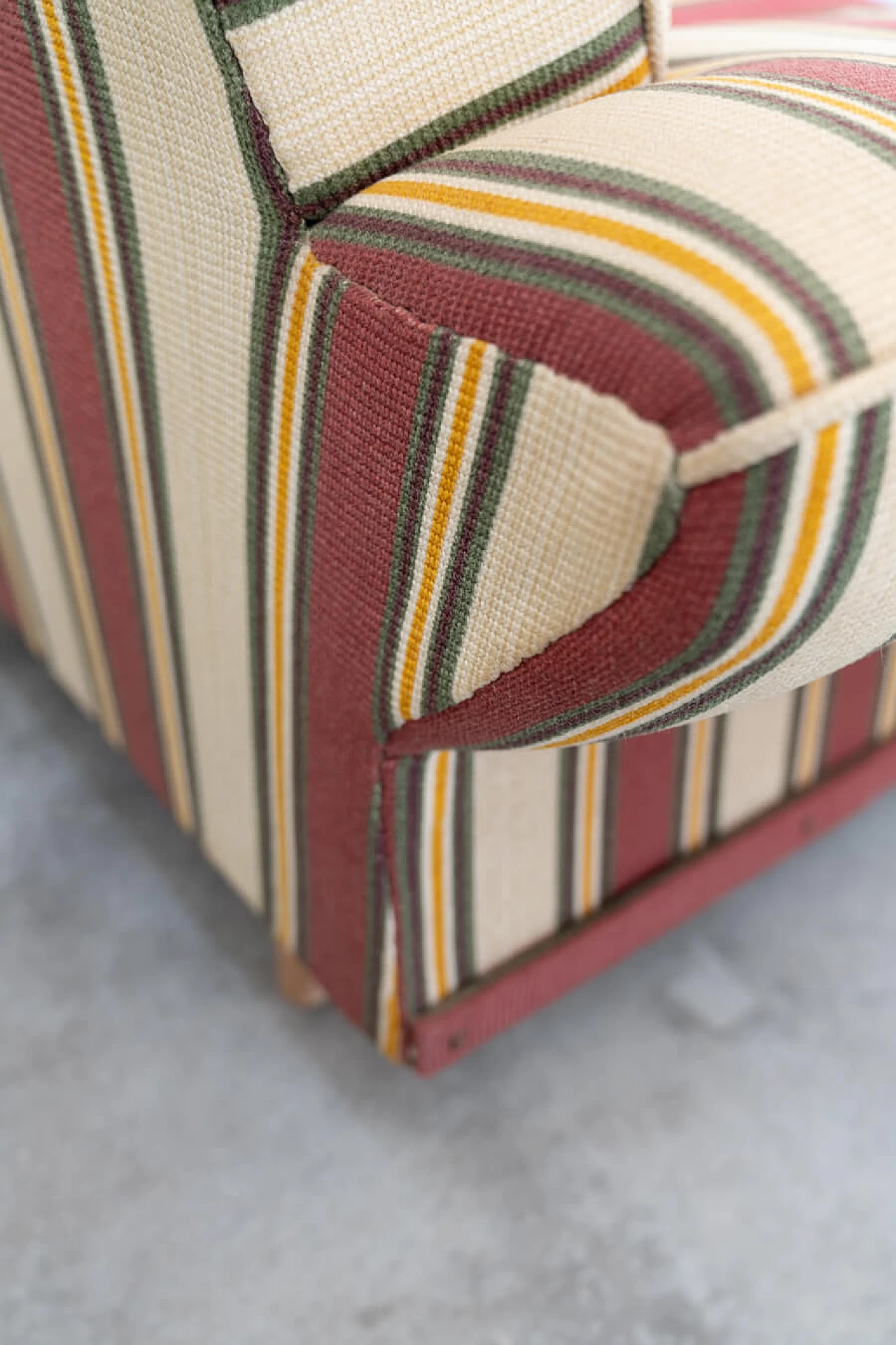 Striped fabric sofa and armchair with wooden frame, 1970s 20