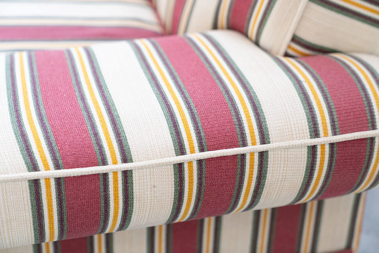 Striped fabric sofa and armchair with wooden frame, 1970s 30