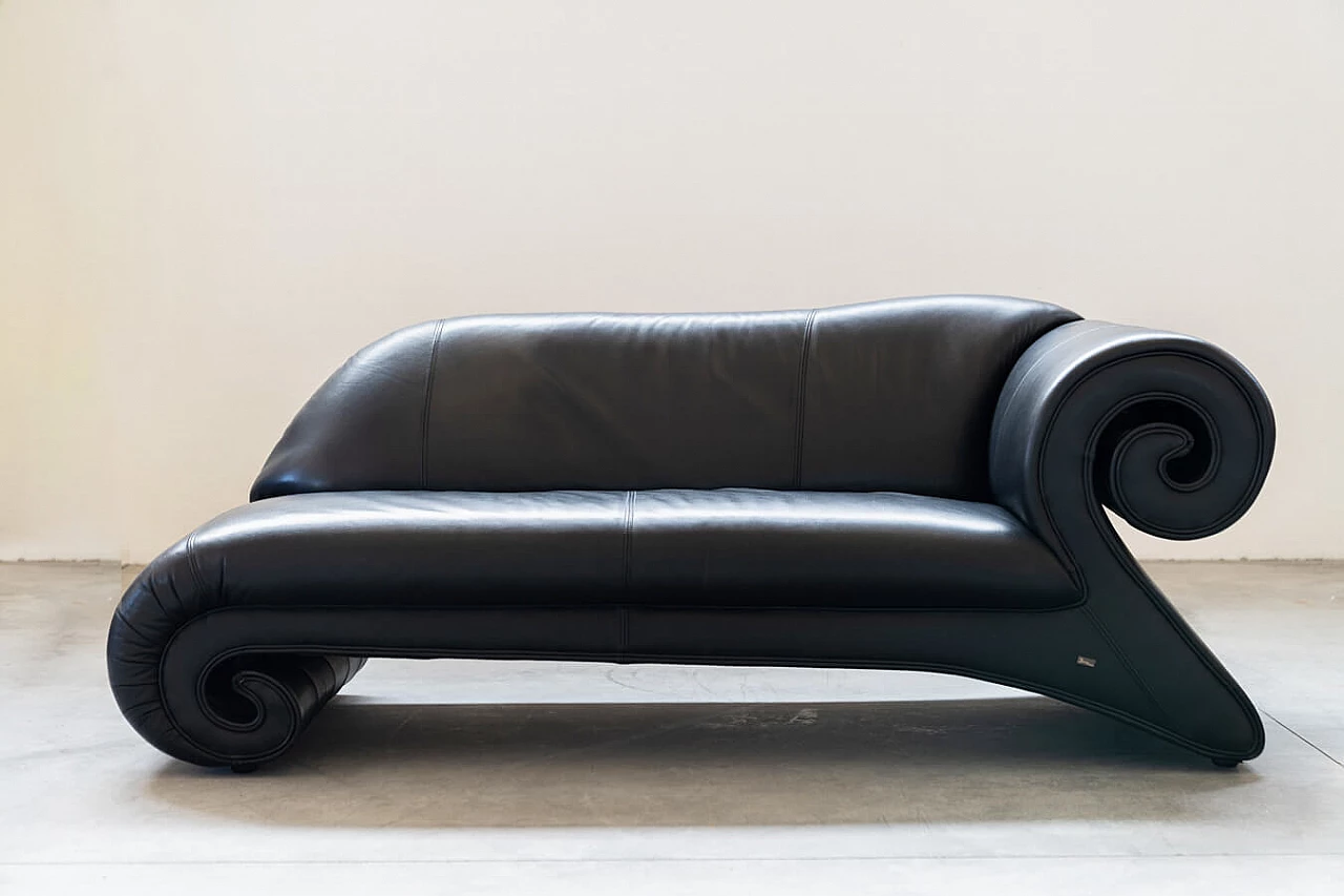 Black leather Gaudi sofa by Bretz, 1990s 1