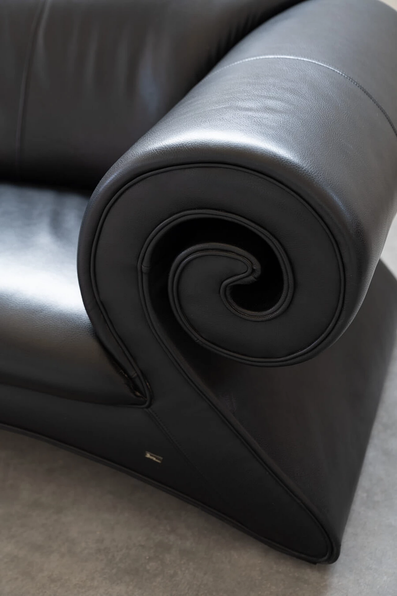 Black leather Gaudi sofa by Bretz, 1990s 3