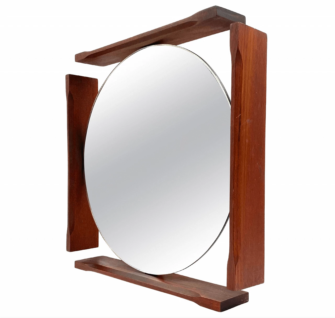 Specchio da tavolo con cornice in teak, anni '60 1