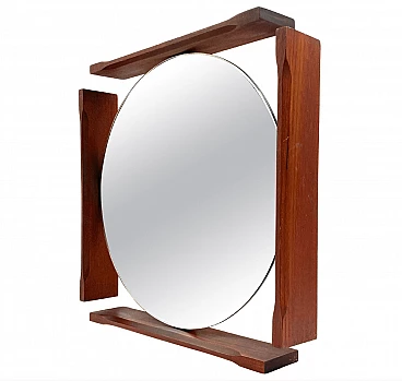 Specchio da tavolo con cornice in teak, anni '60