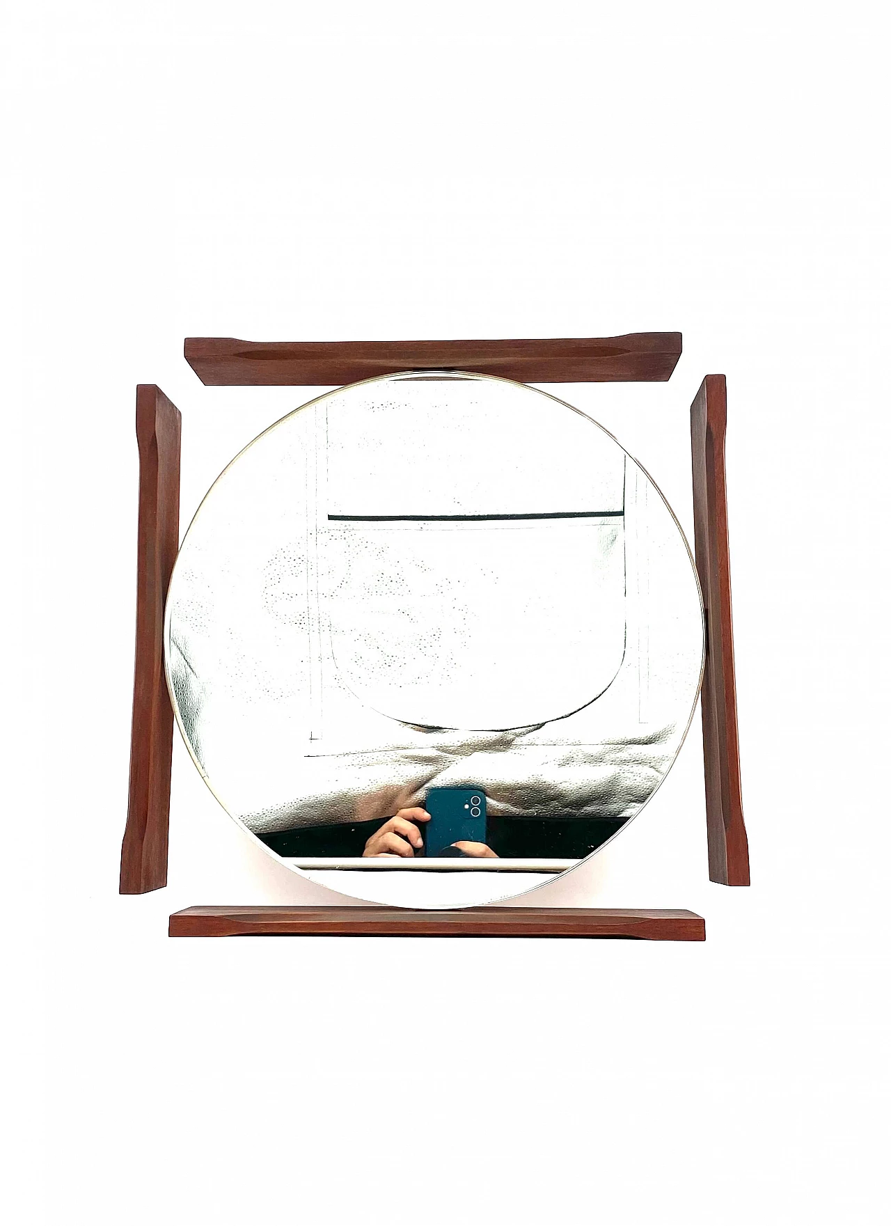 Specchio da tavolo con cornice in teak, anni '60 8