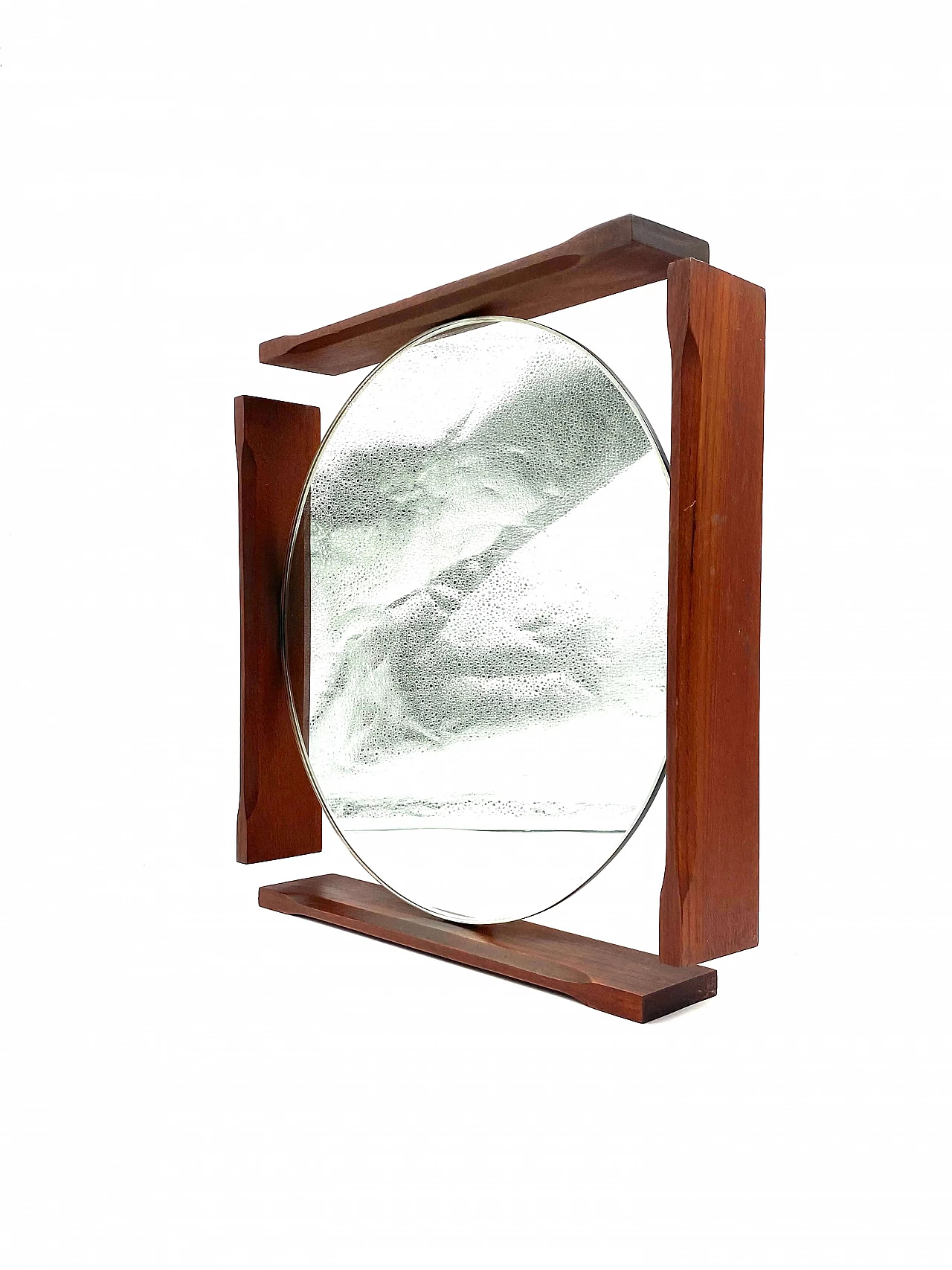 Specchio da tavolo con cornice in teak, anni '60 11