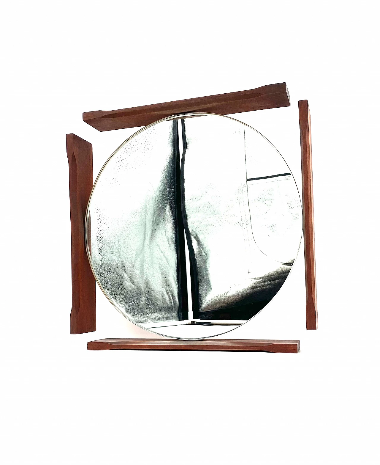 Specchio da tavolo con cornice in teak, anni '60 12