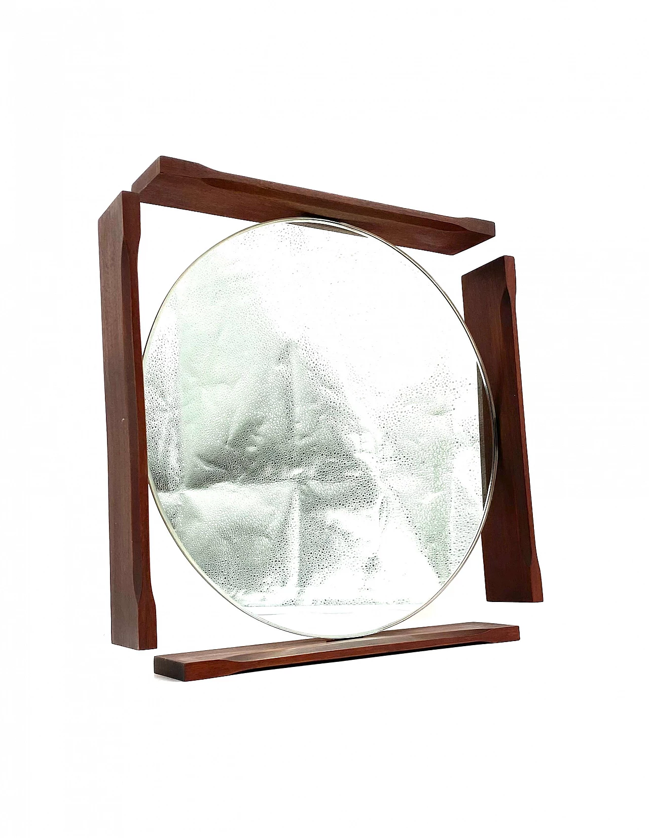 Specchio da tavolo con cornice in teak, anni '60 13