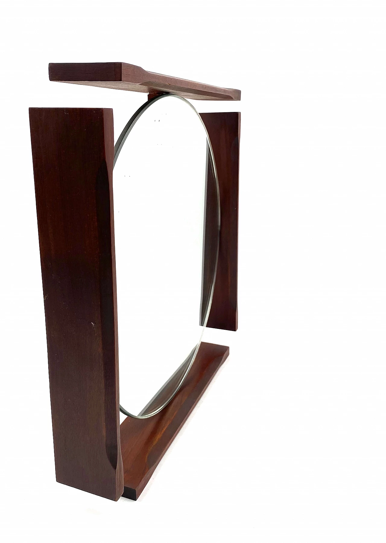 Specchio da tavolo con cornice in teak, anni '60 17