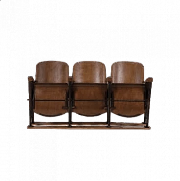 Three-seater row oak armchairs, 1940s
