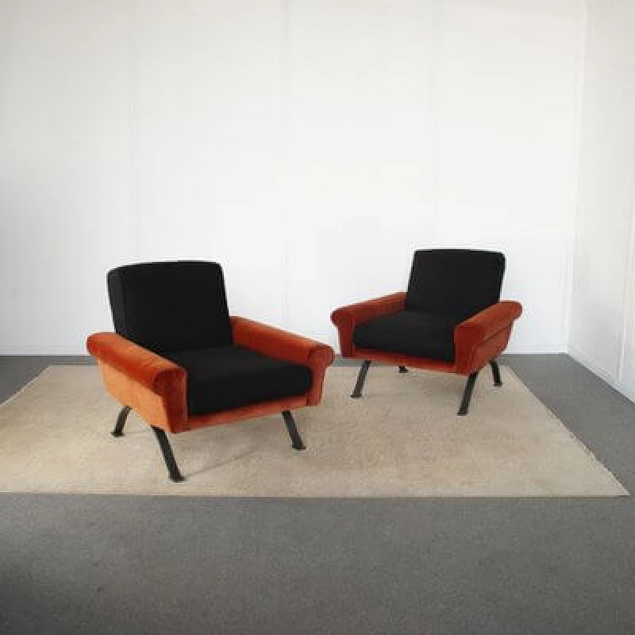 Pair of armchairs by Sergio Saporiti for F.lli Saporiti Besnate Italia, 1960s 1