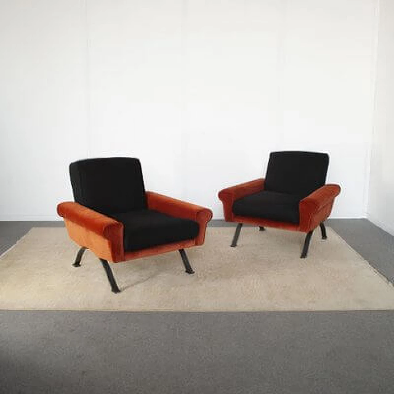 Pair of armchairs by Sergio Saporiti for F.lli Saporiti Besnate Italia, 1960s 7