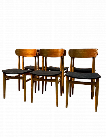 6 Scandinavian style wooden chairs, 1960s