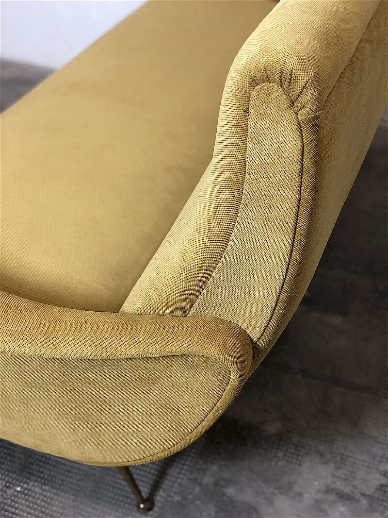 Three-seater yellow velvet Lady sofa by Marco Zanuso, 1950s 6