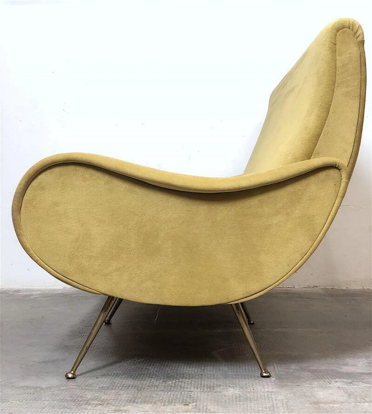 Three-seater yellow velvet Lady sofa by Marco Zanuso, 1950s 7