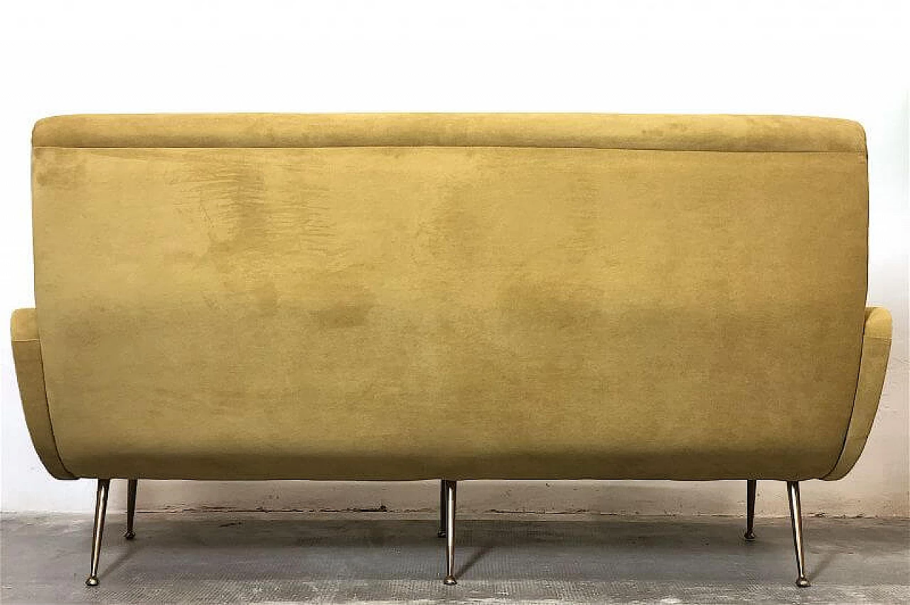 Three-seater yellow velvet Lady sofa by Marco Zanuso, 1950s 8