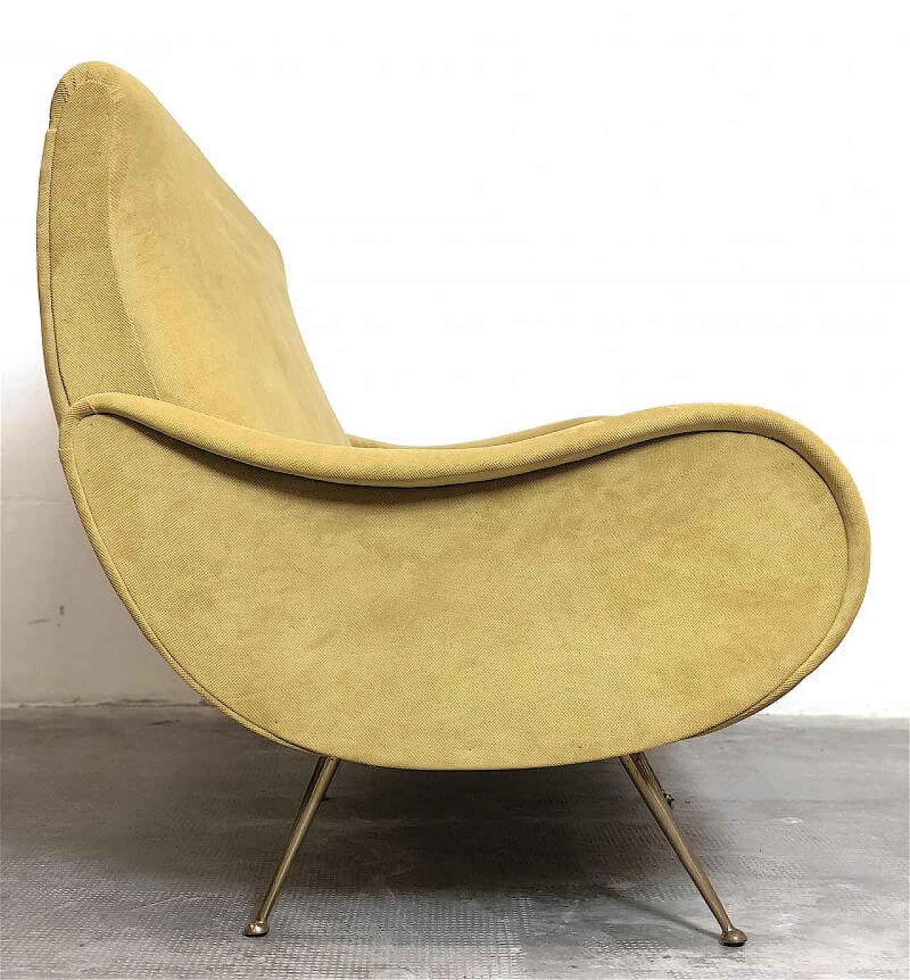 Three-seater yellow velvet Lady sofa by Marco Zanuso, 1950s 9