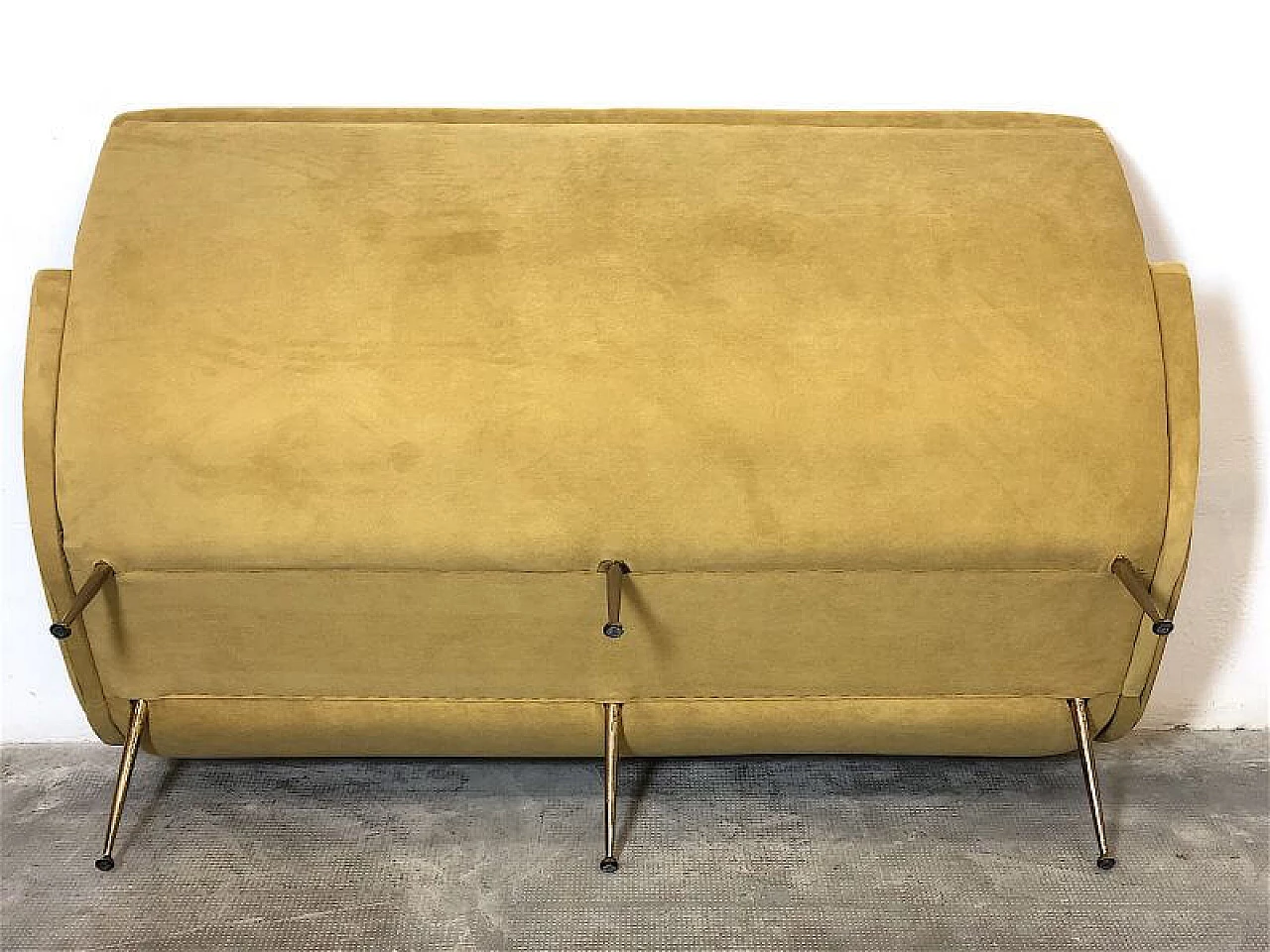 Three-seater yellow velvet Lady sofa by Marco Zanuso, 1950s 13