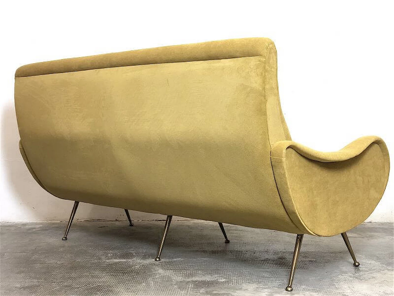 Three-seater yellow velvet Lady sofa by Marco Zanuso, 1950s 14