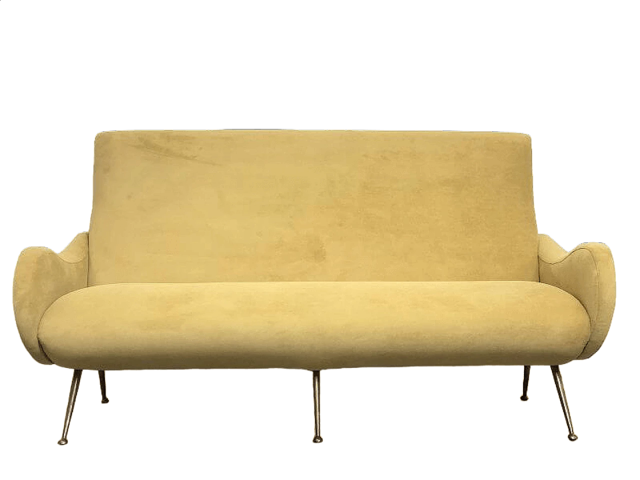 Three-seater yellow velvet Lady sofa by Marco Zanuso, 1950s 15