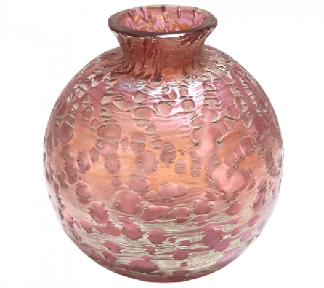 Vaso Diaspora in vetro rosa iridescente di Loetz Glass, anni '20 1