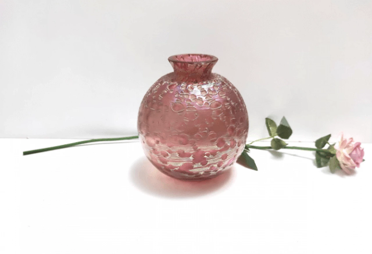 Vaso Diaspora in vetro rosa iridescente di Loetz Glass, anni '20 2