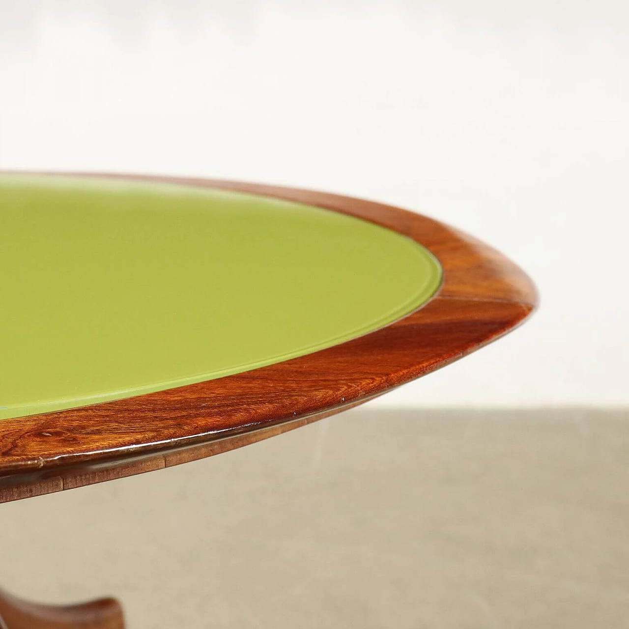 Stained beech coffee table with back-treated glass top, 1950s 3