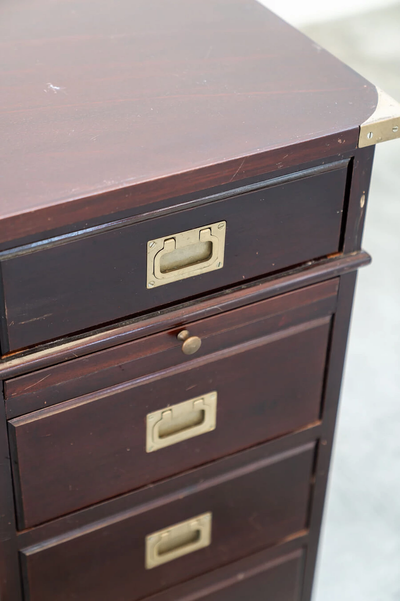 Naval-style mahogany writing desk and swivel chair, 1970s 6