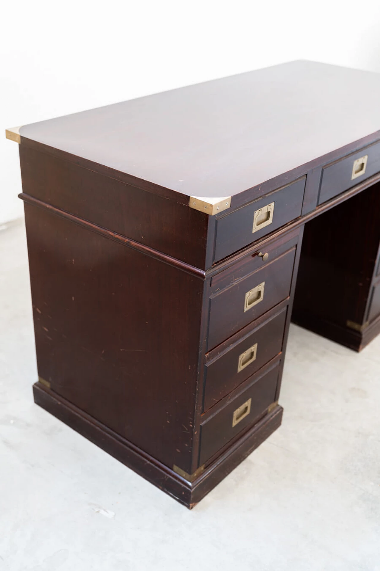 Naval-style mahogany writing desk and swivel chair, 1970s 13
