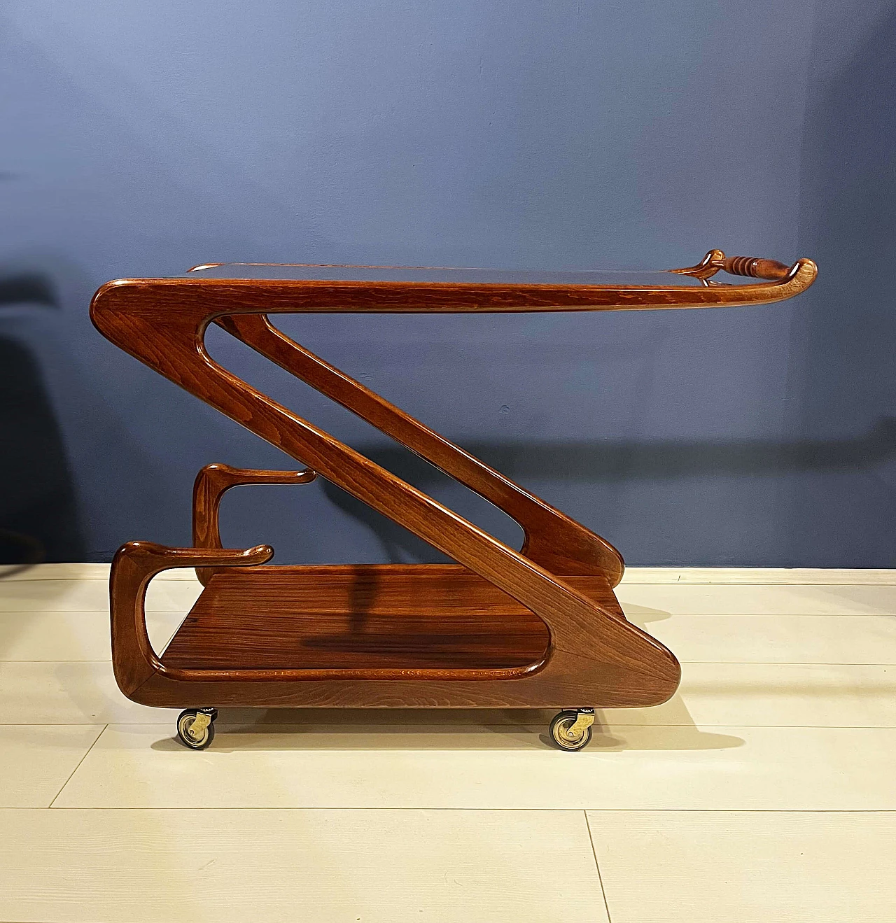 Wood and crystal cart by Cesare Lacca, 1950s 1