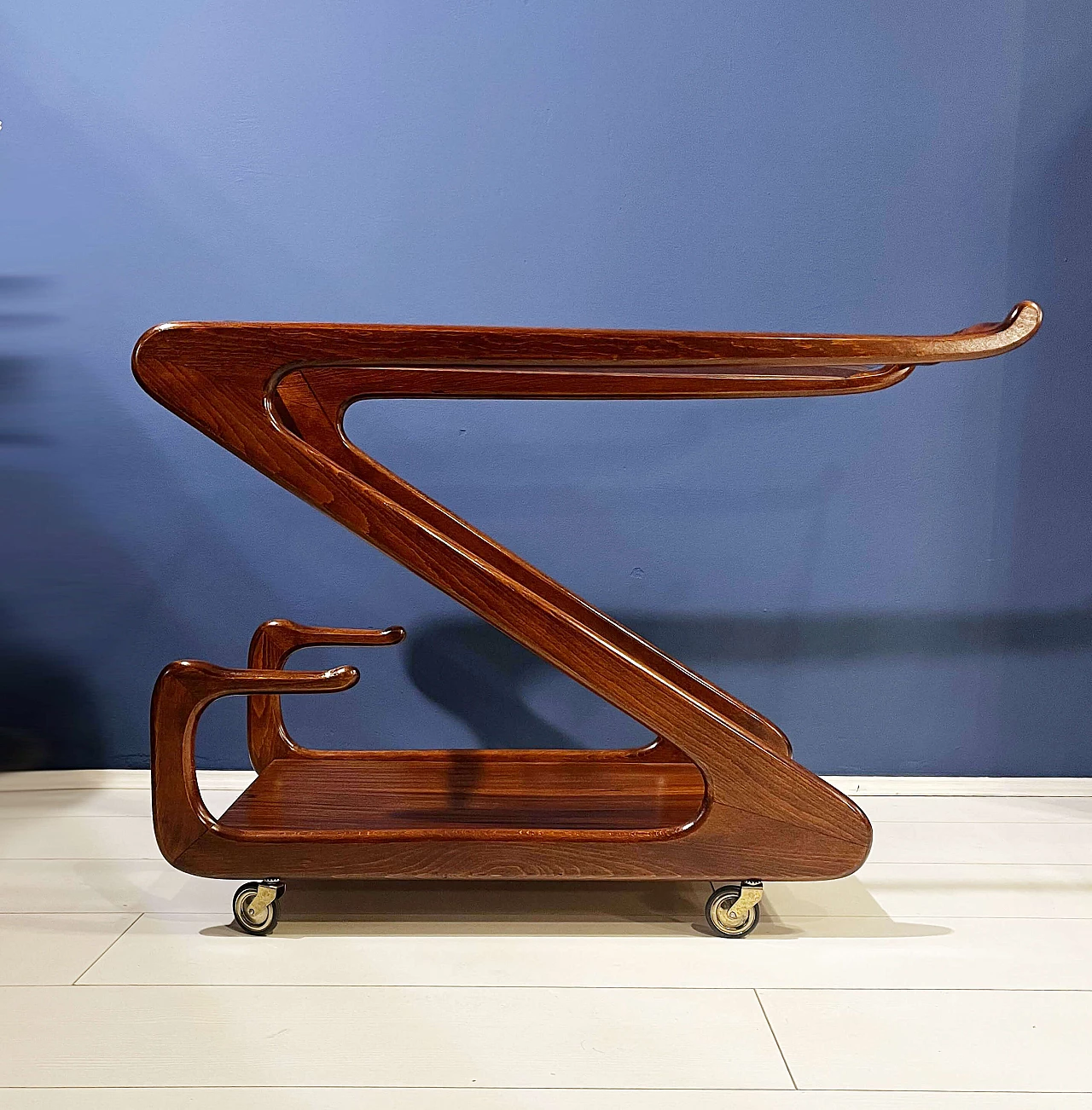 Wood and crystal cart by Cesare Lacca, 1950s 3