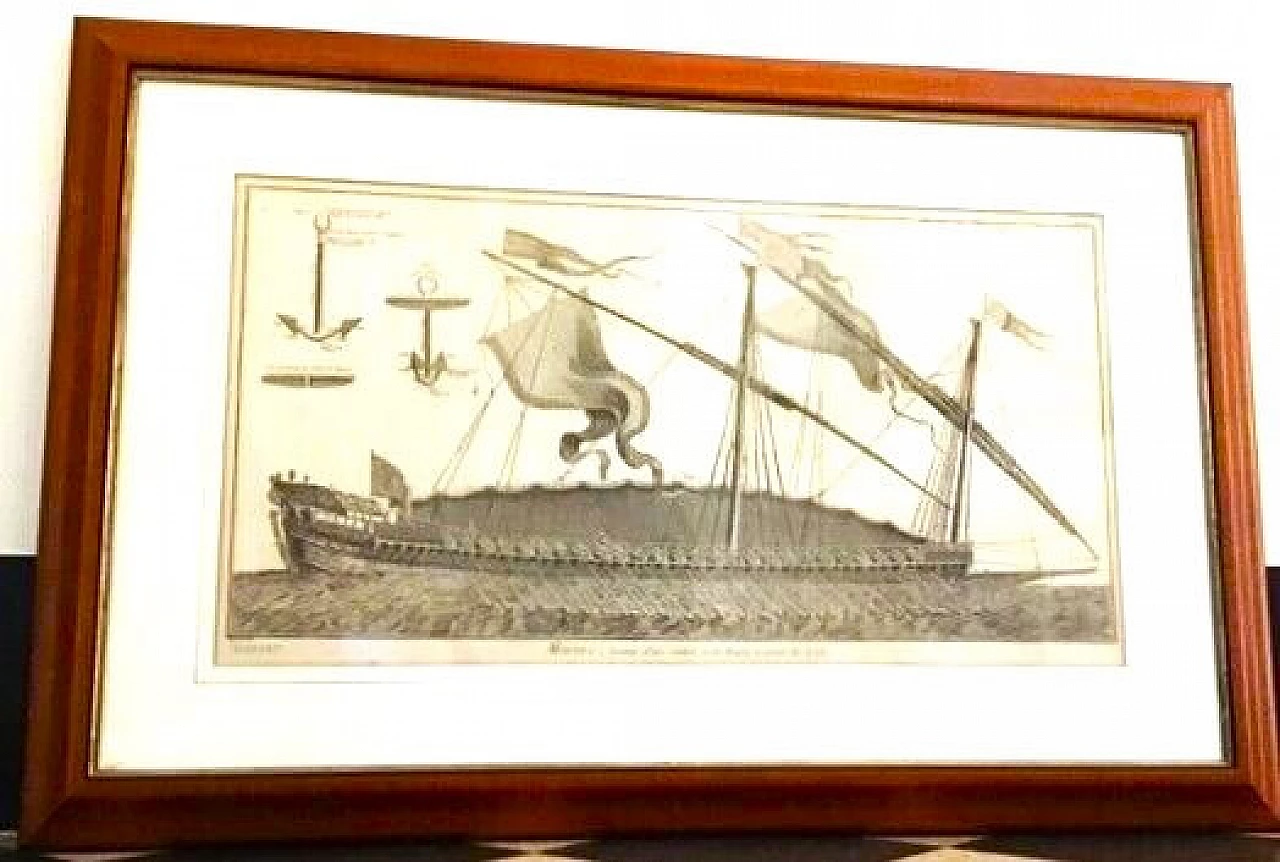Robert Bernard, French La Réale galley, etching, 18th century 4
