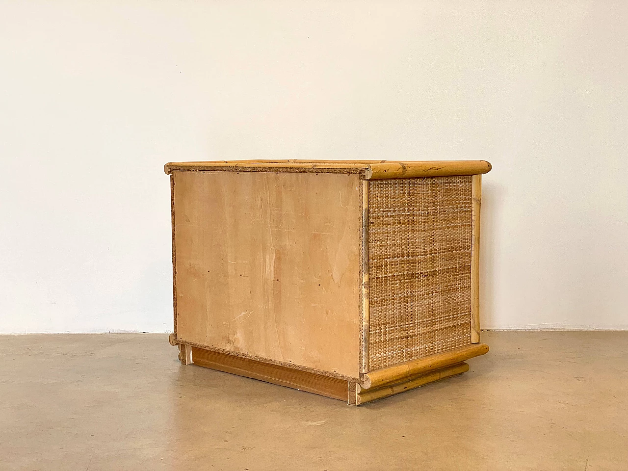 Coppia di comodini in vimini e bambù di Dal Vera, anni '70 7