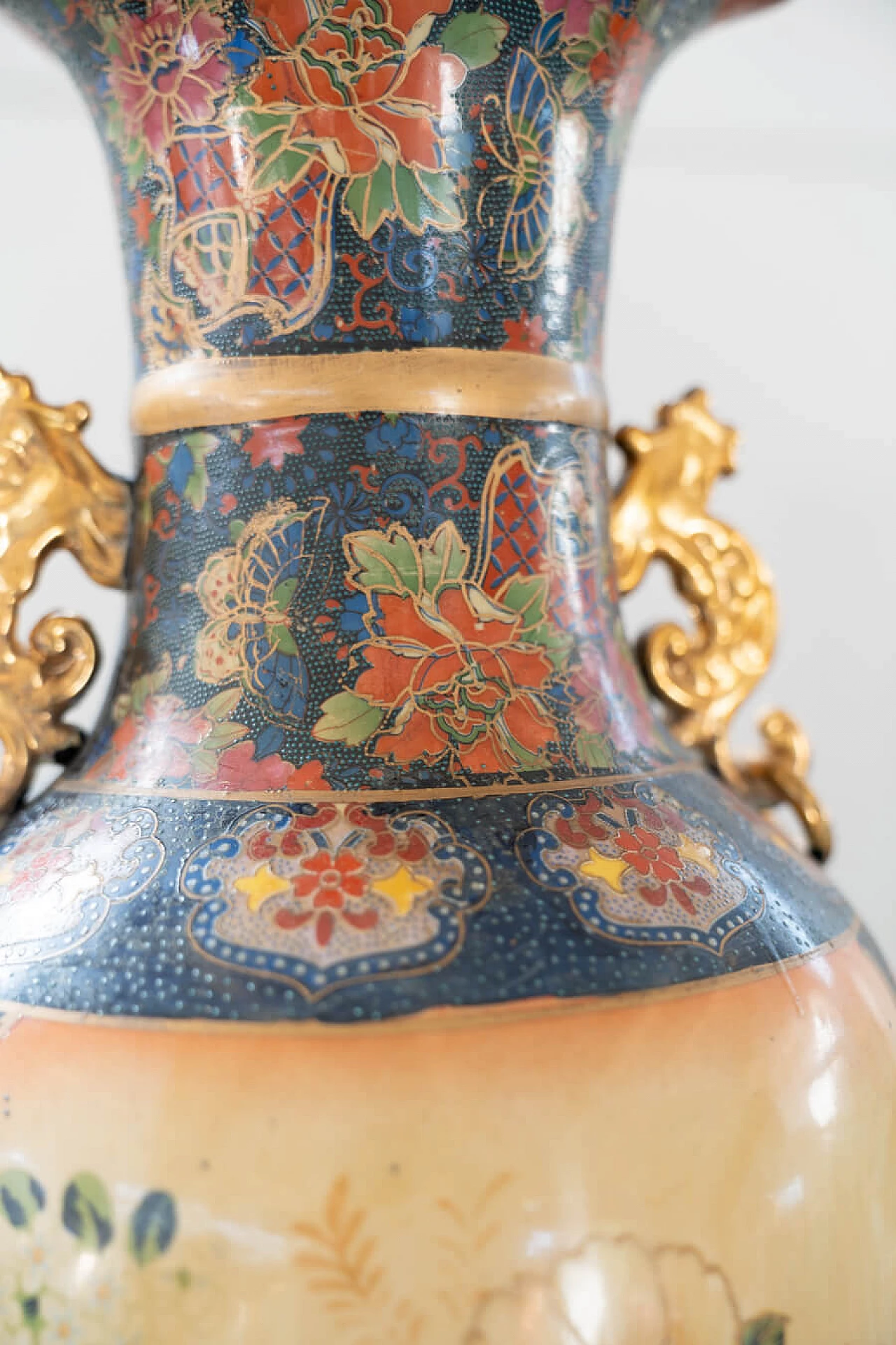 Vaso cinese Golden Satsuma del periodo Meiji, '800 3