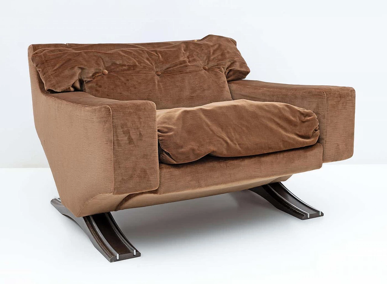 Coppia di poltrone in velluto marrone di Franz Sartori per Flexform, 1965 5