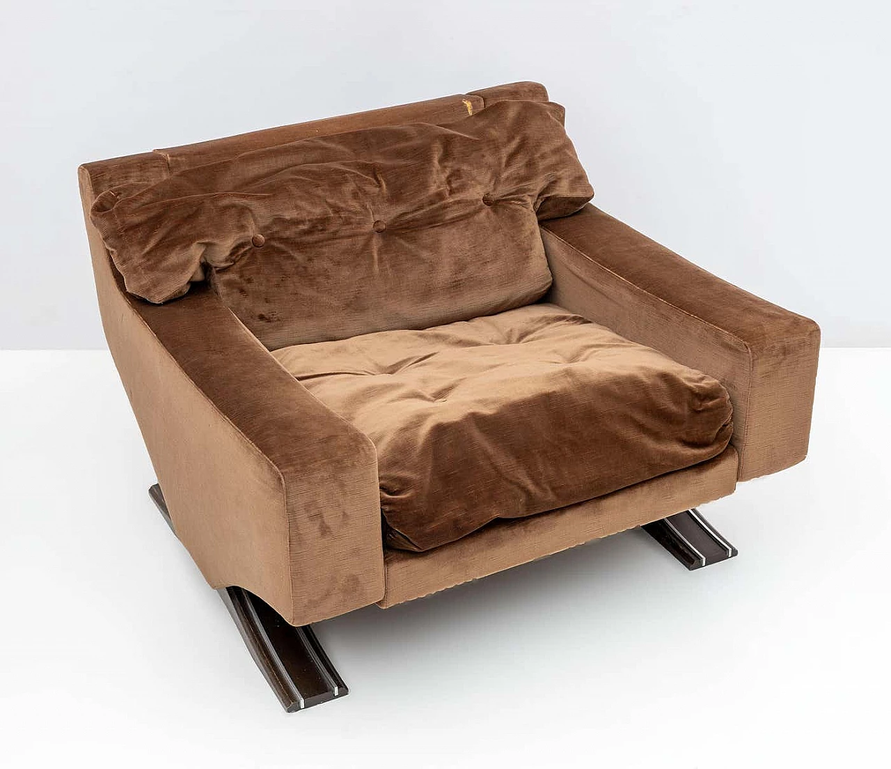 Coppia di poltrone in velluto marrone di Franz Sartori per Flexform, 1965 6