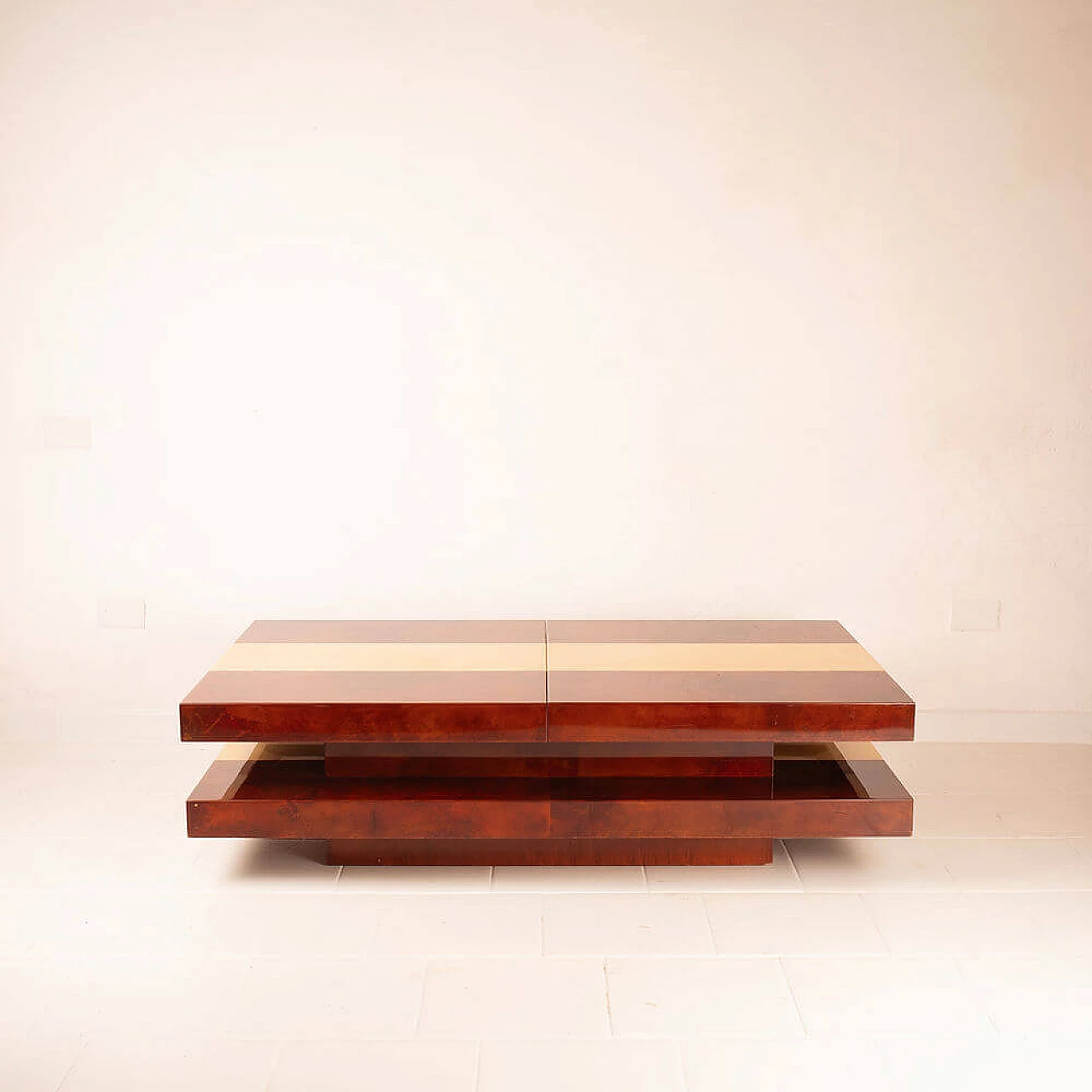 Parchment coffee table with bar compartment by Aldo Tura for Tura Milano, 1960s 1