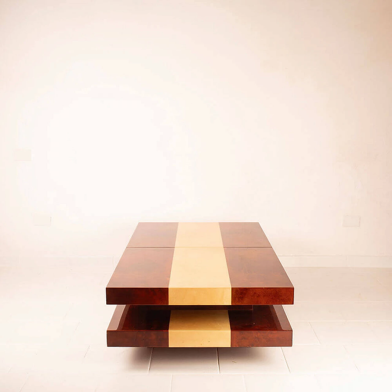 Parchment coffee table with bar compartment by Aldo Tura for Tura Milano, 1960s 2