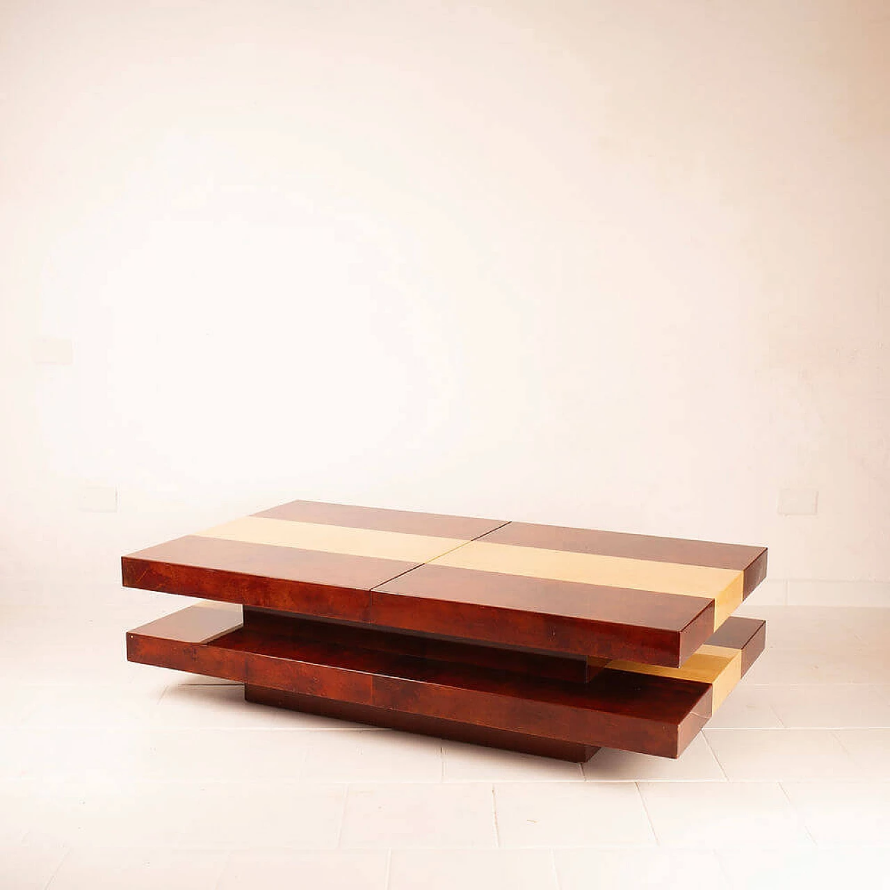 Parchment coffee table with bar compartment by Aldo Tura for Tura Milano, 1960s 5
