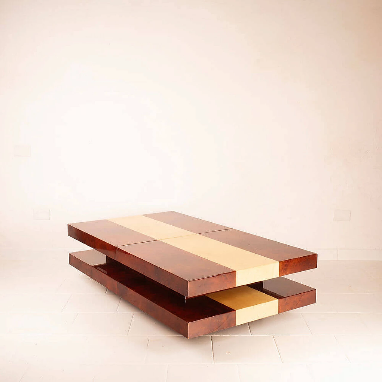 Parchment coffee table with bar compartment by Aldo Tura for Tura Milano, 1960s 11