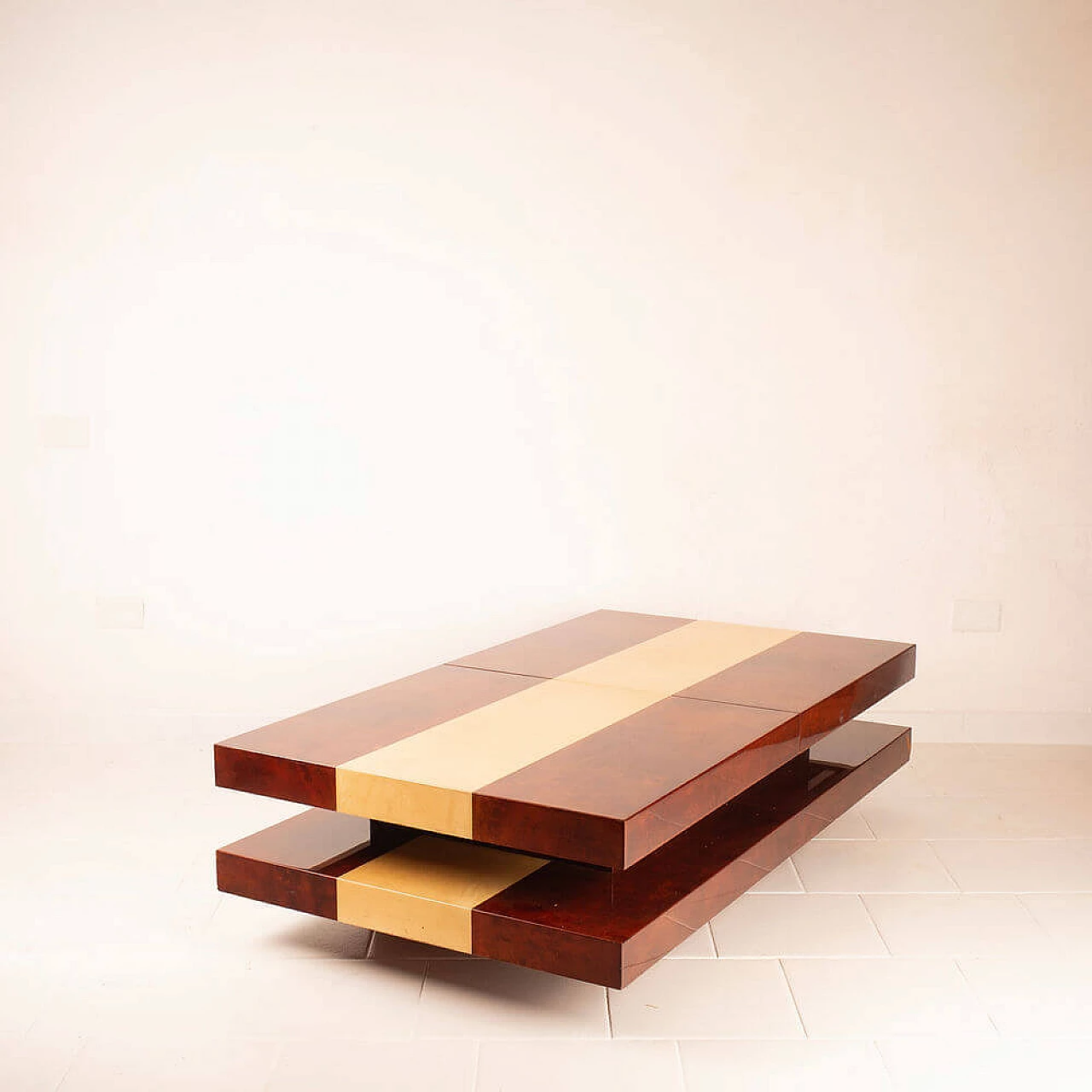 Parchment coffee table with bar compartment by Aldo Tura for Tura Milano, 1960s 13