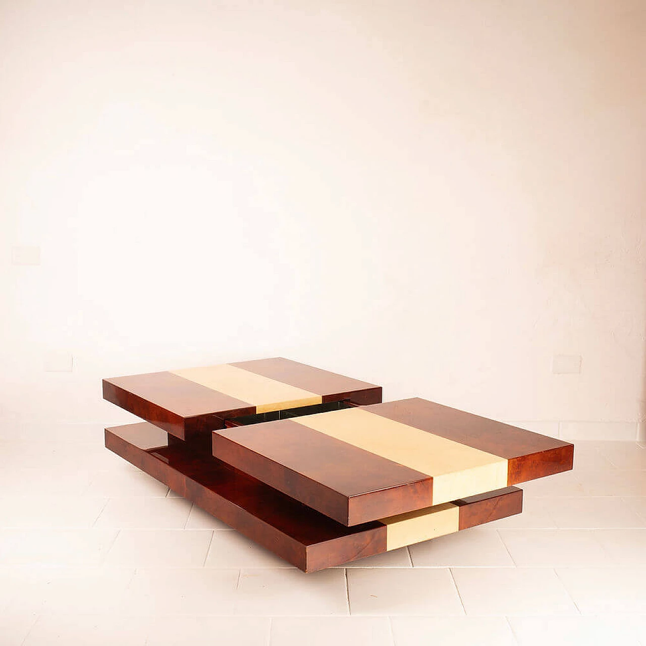 Parchment coffee table with bar compartment by Aldo Tura for Tura Milano, 1960s 14