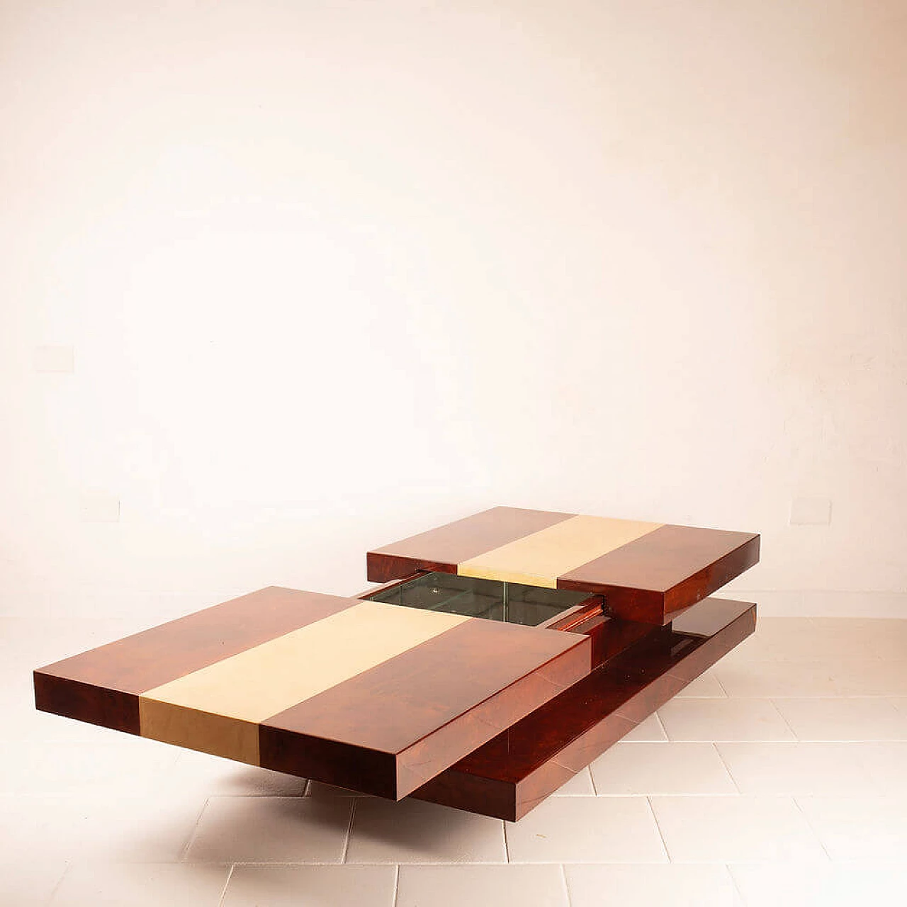 Parchment coffee table with bar compartment by Aldo Tura for Tura Milano, 1960s 15