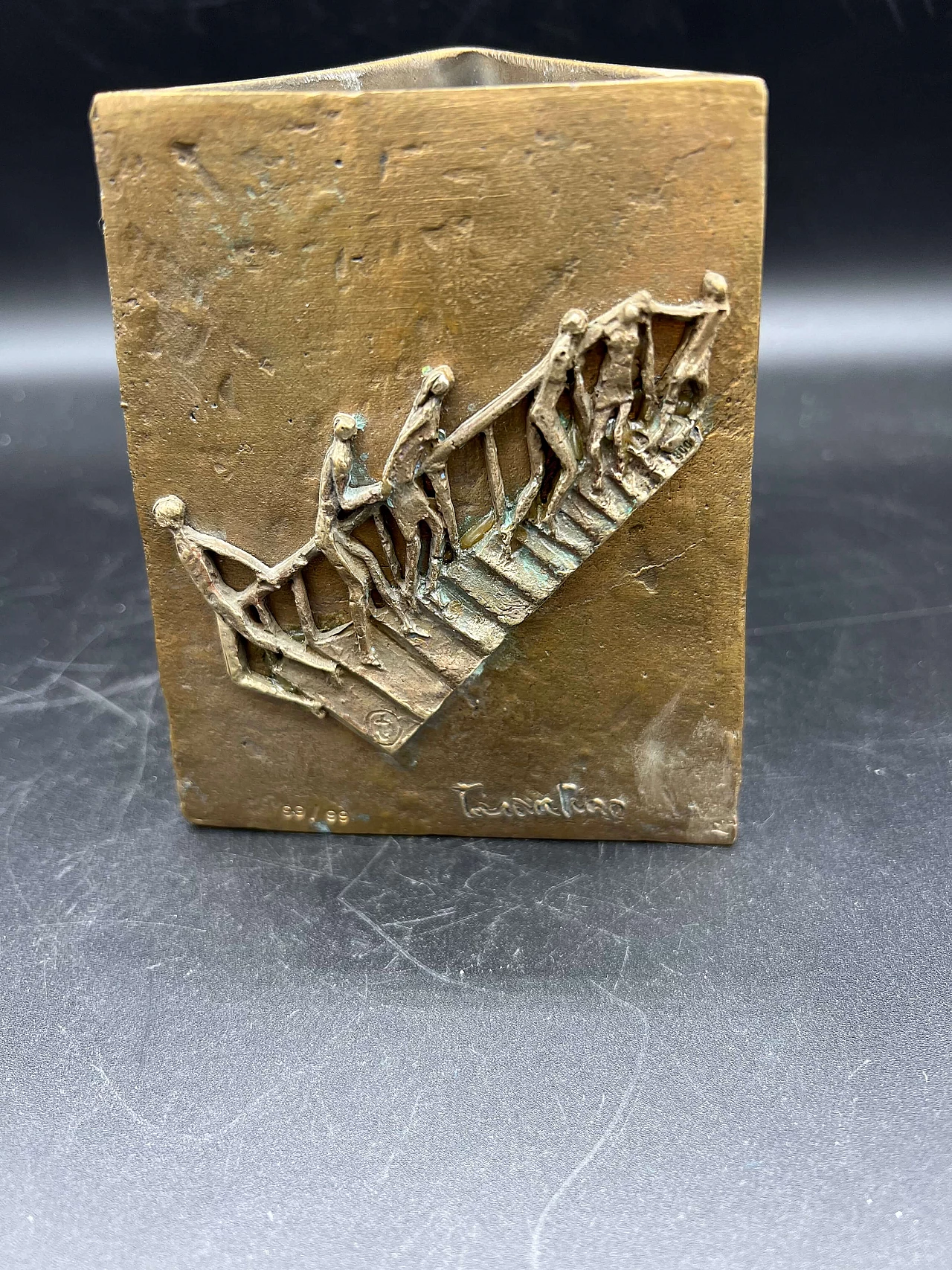 Bronze pen holder sculpture by Giuseppe Tarantino, 1960s 1
