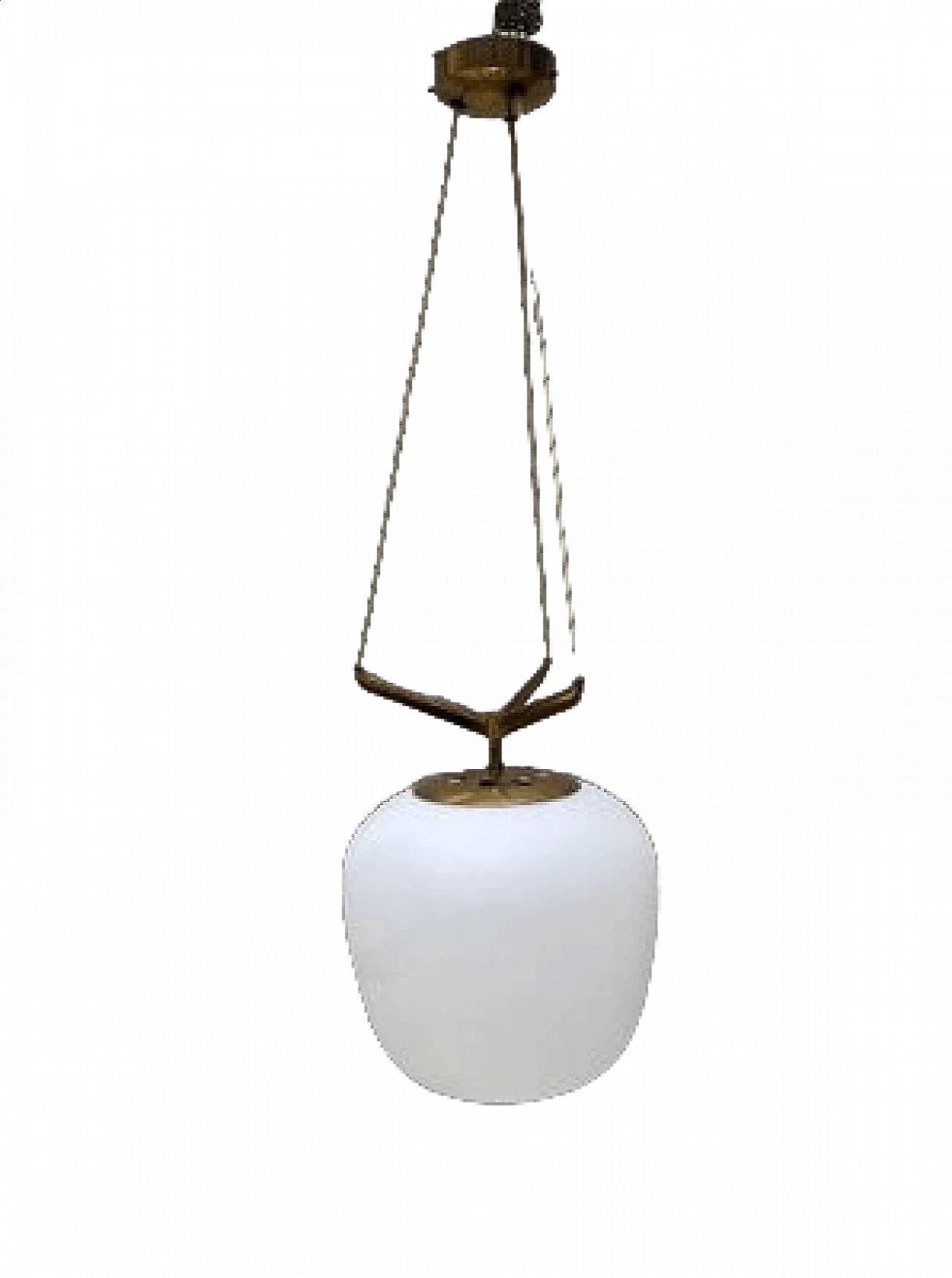 Stilnovo frosted opal glass chandelier, 1950s 17