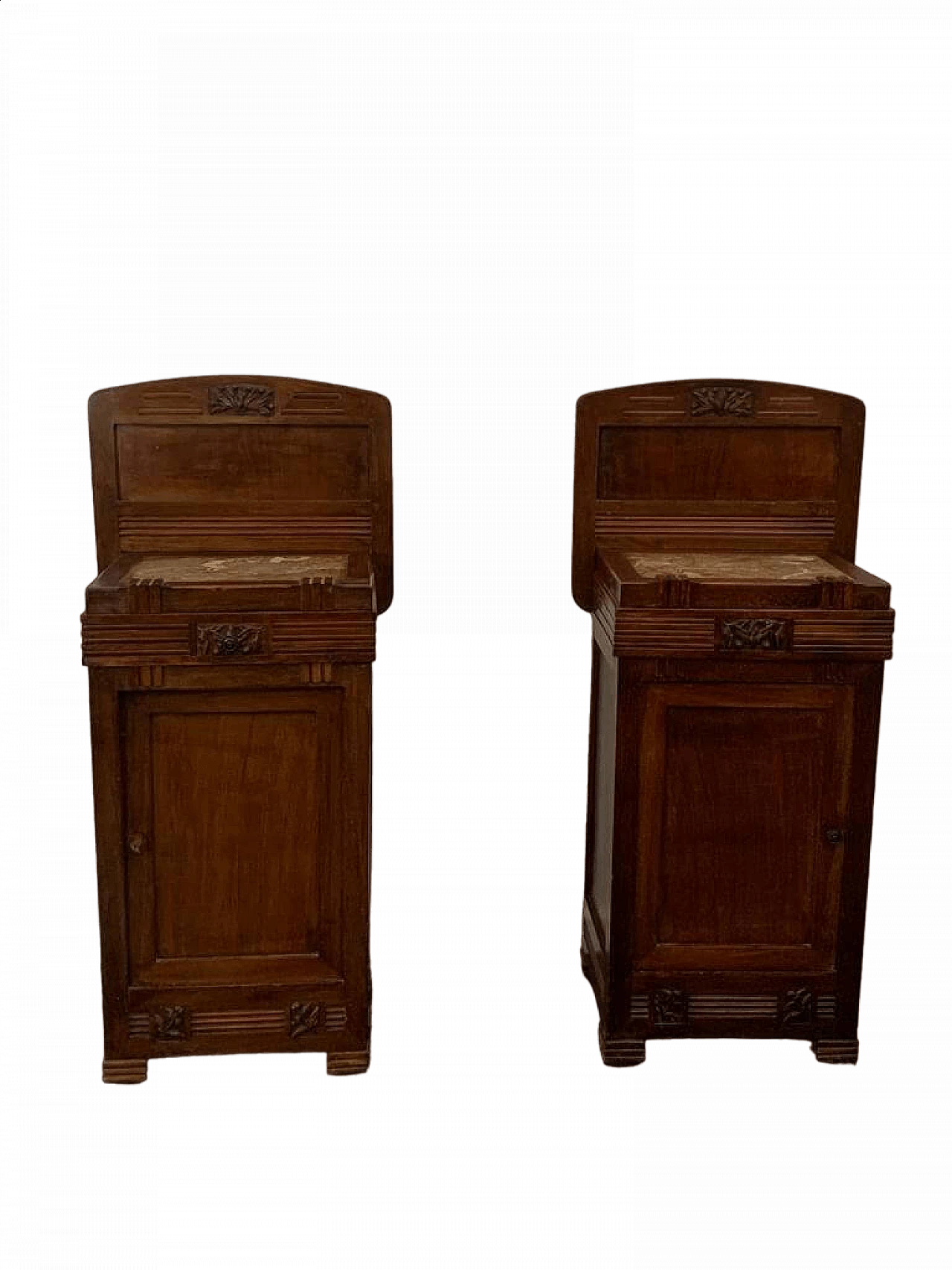 Pair of Art Nouveau cherry wood bedside tables, early 20th century 16