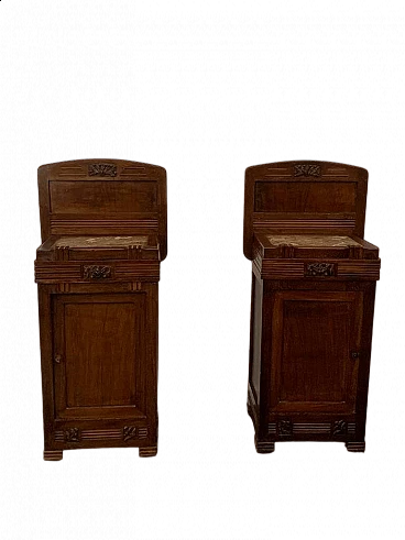 Pair of Art Nouveau cherry wood bedside tables, early 20th century