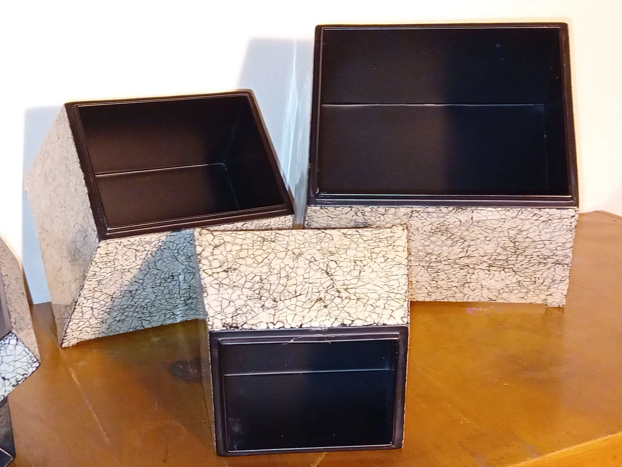 3 Trapezoidal boxes with craquele motif by Mathias Paris, 1990s 7