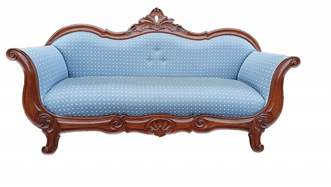 Divano Luigi Filippo in noce a tre posti, metà '800 6